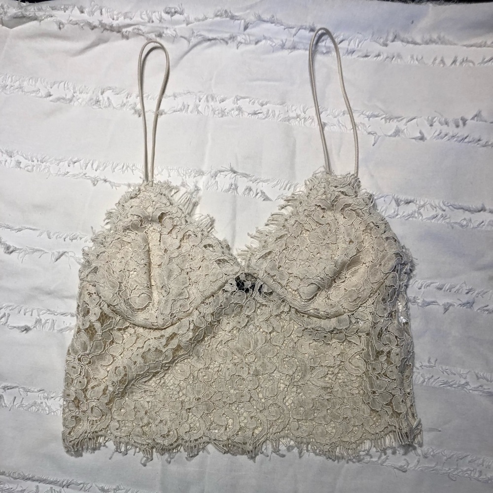 Cream Lace Crop Top